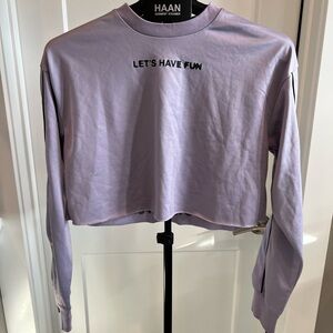 True Religion Lilac purple LETS HAVE SOME FUN women’s crop size small